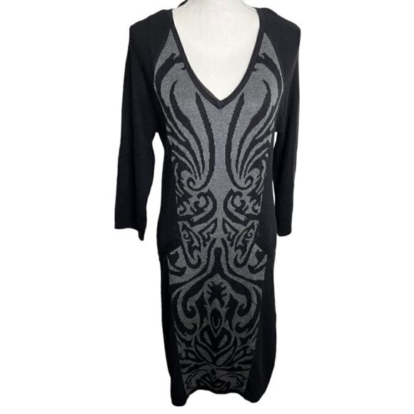 Laundry By Shelli Segal Dresses & Skirts - LAUNDRY BY SHELLI SEGAL Black And Grey Ribbed Sweater Dress. Size Large